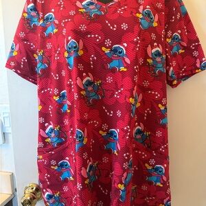 Disney Women’s Stitch Christmas V neck scrub top in Large